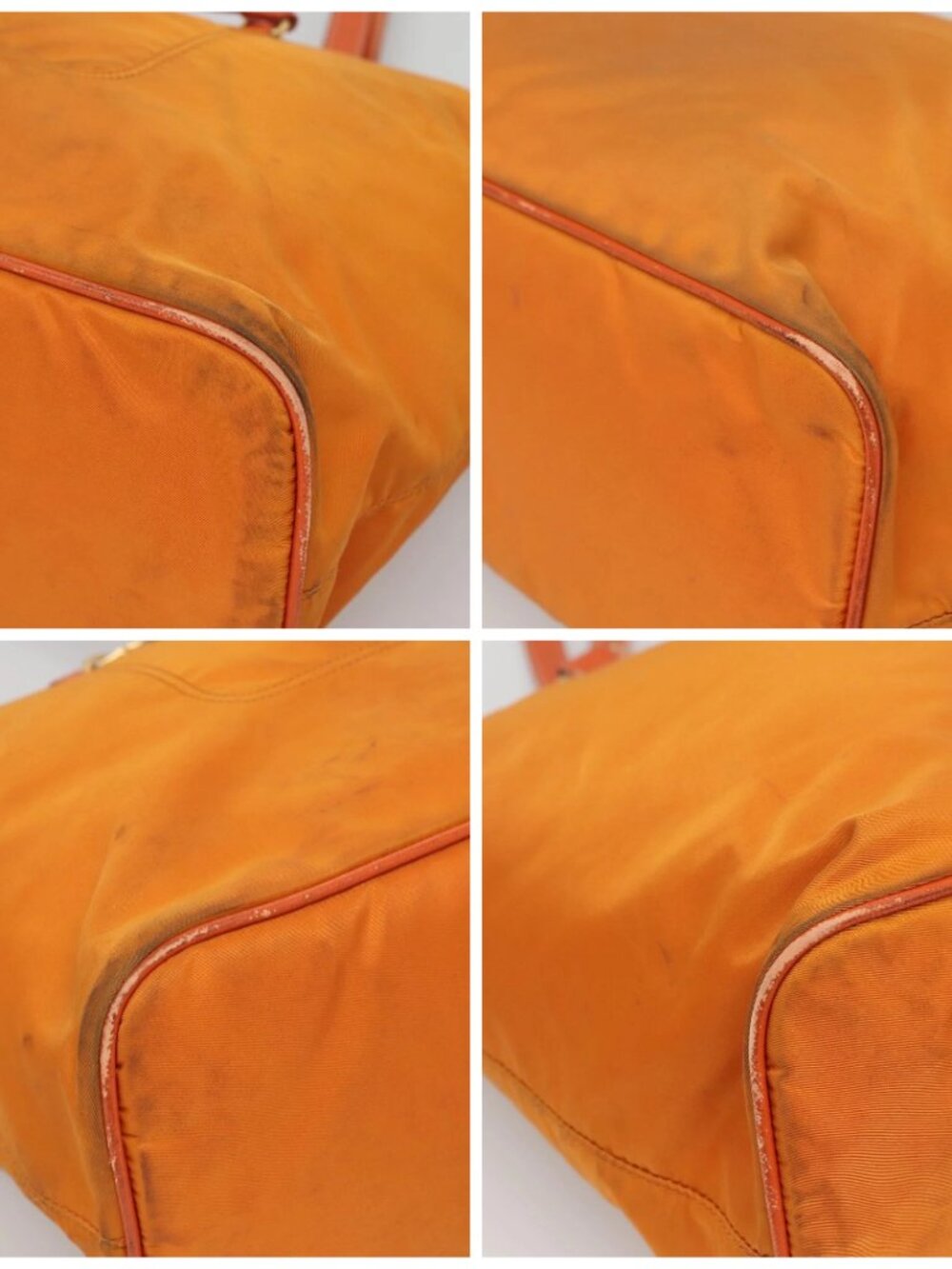 PRADA Tote Bag Nylon 2way Orange Gold Auth ep9199 - Picture 15 of 16